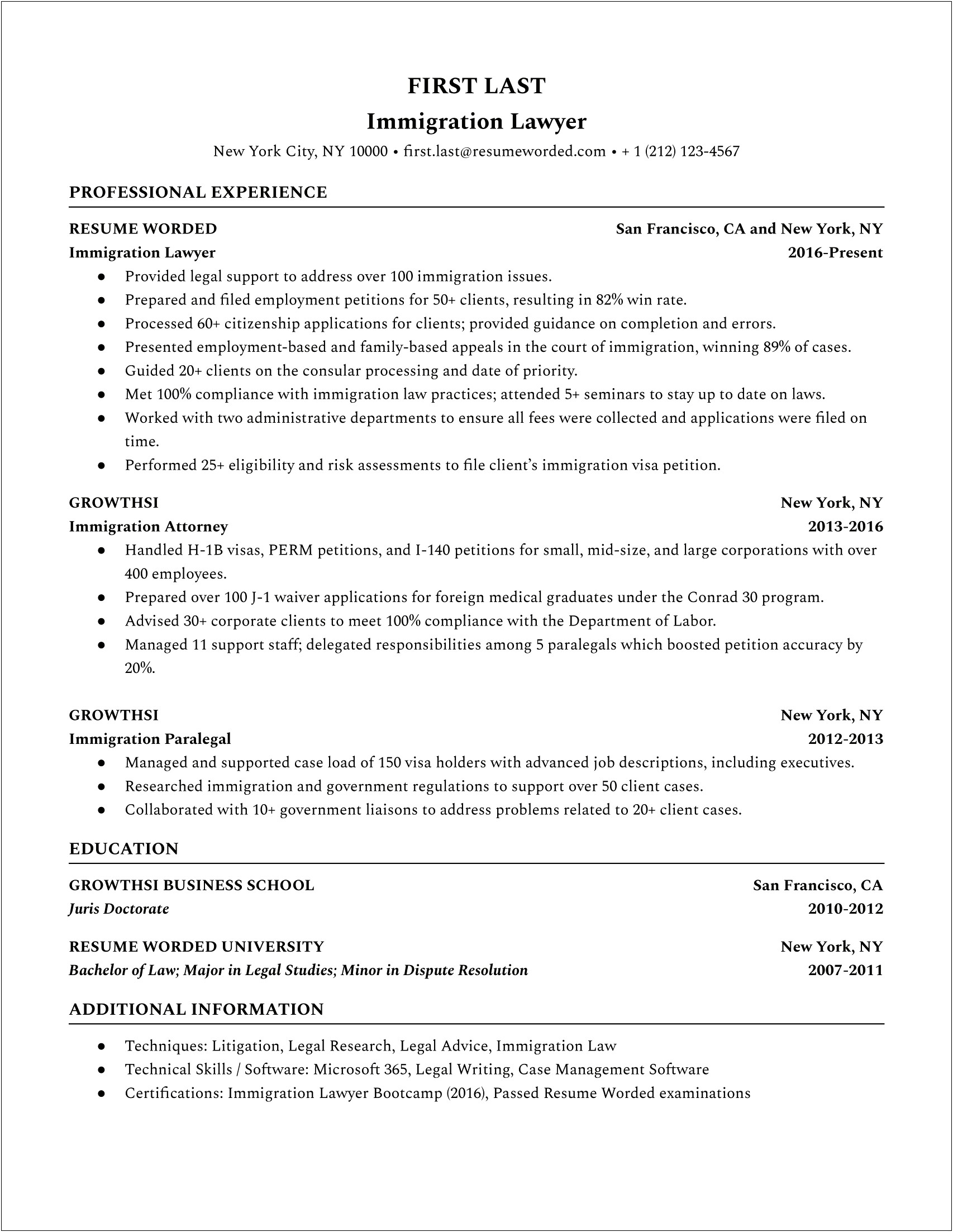 Resume Templates For Law School Applications