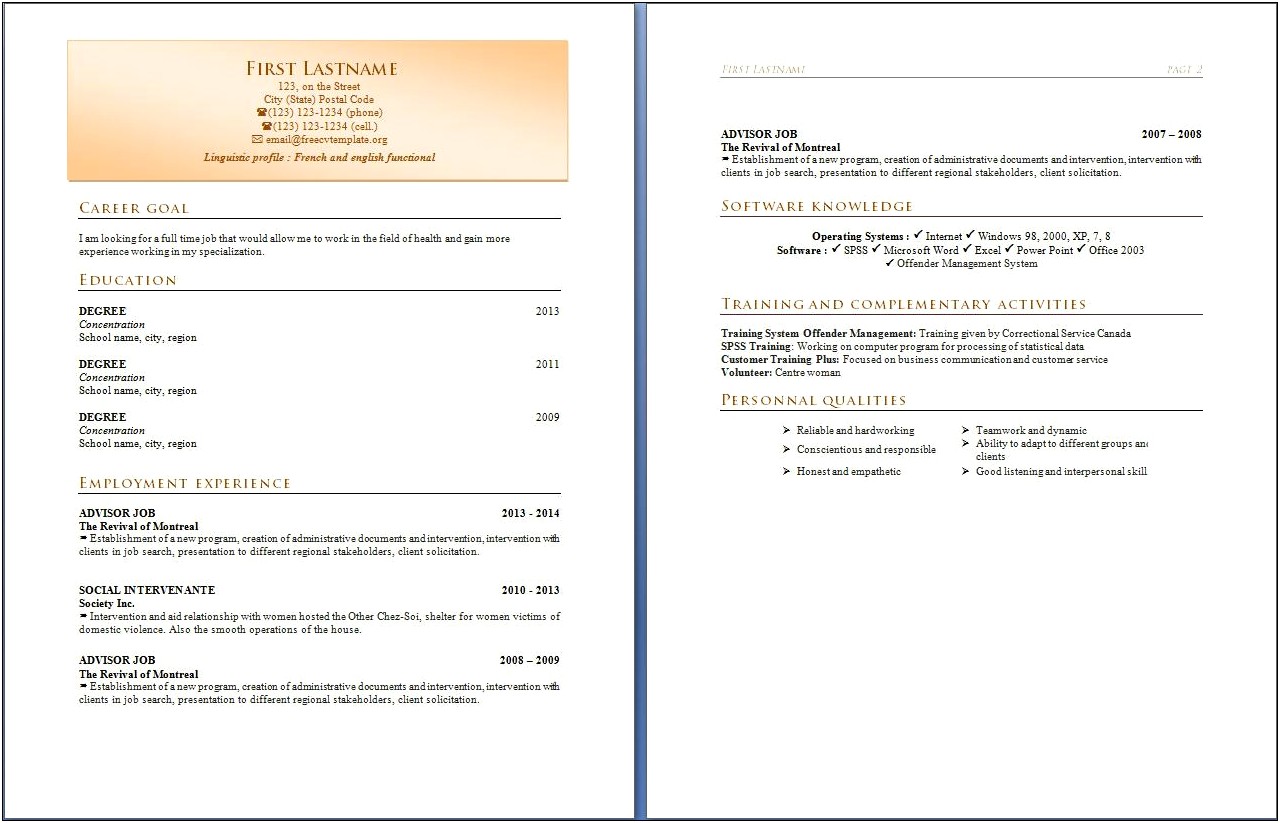 Resume Templates Free Download Word 2007