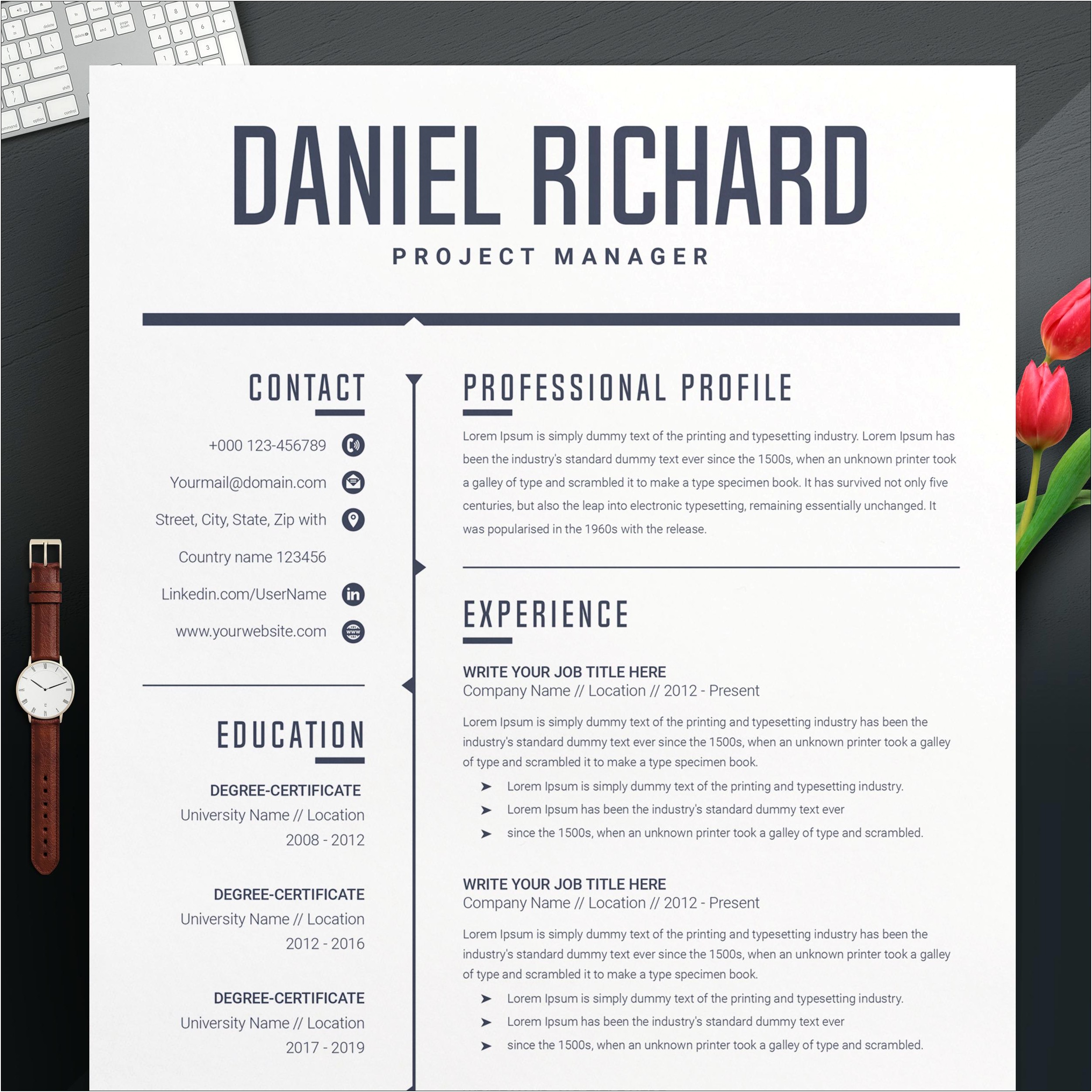 Resume Templates With Cover Letter Down