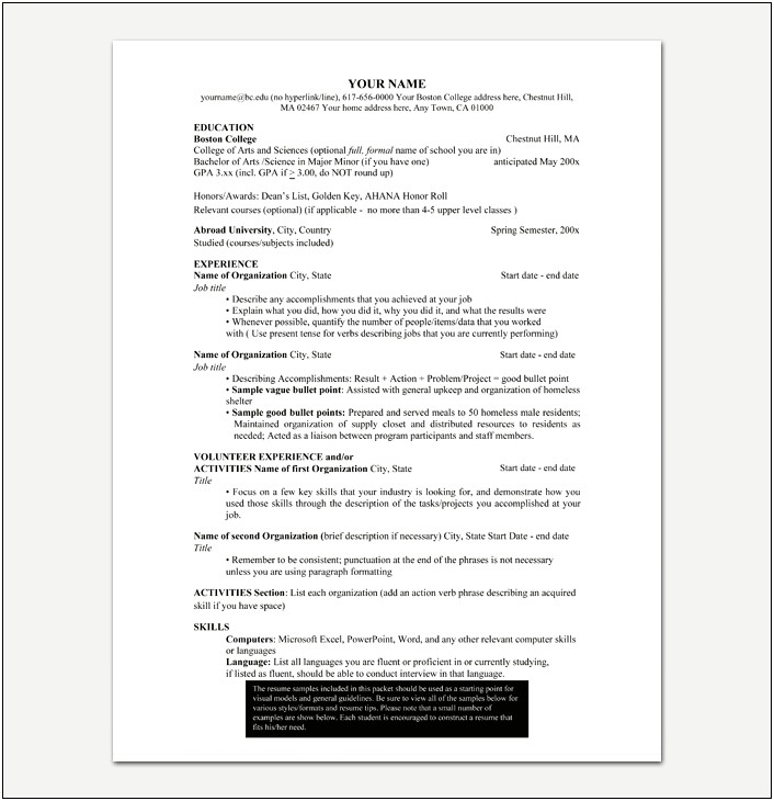 Resume Templates With Education Listed First