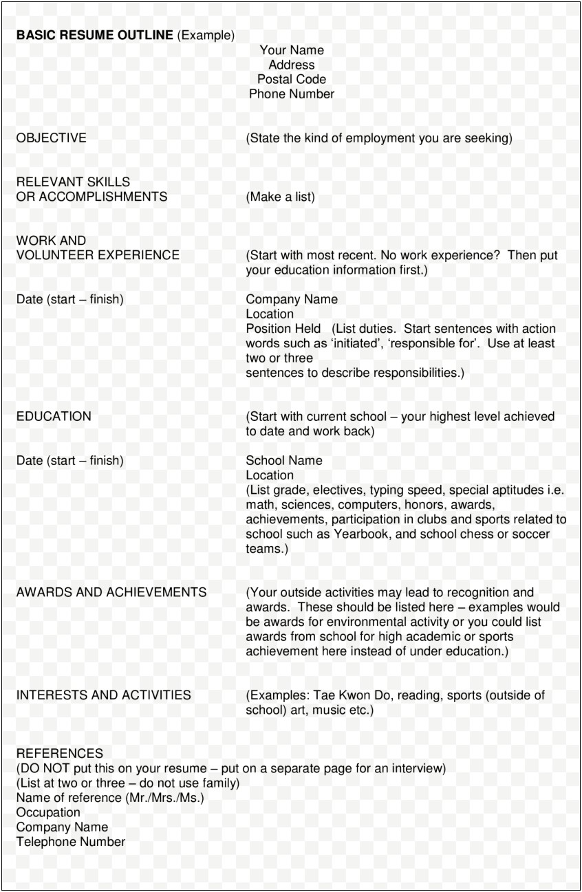 Resume Term For Activities Outside Work