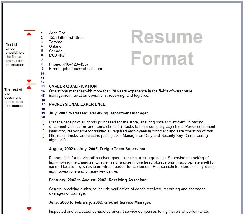 Resume To Apply For Job In Canada