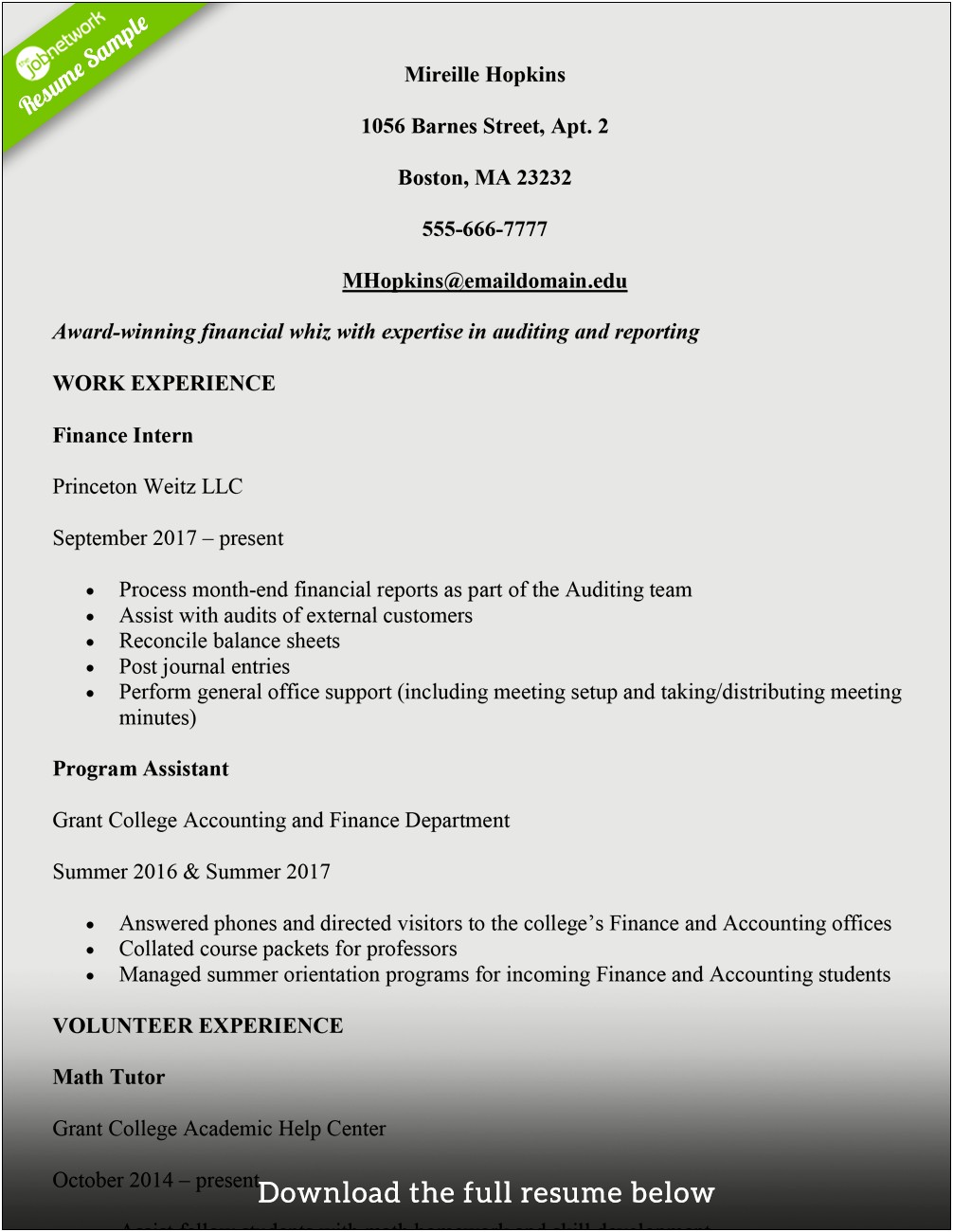 Resume To Apply For On Campus Jobs