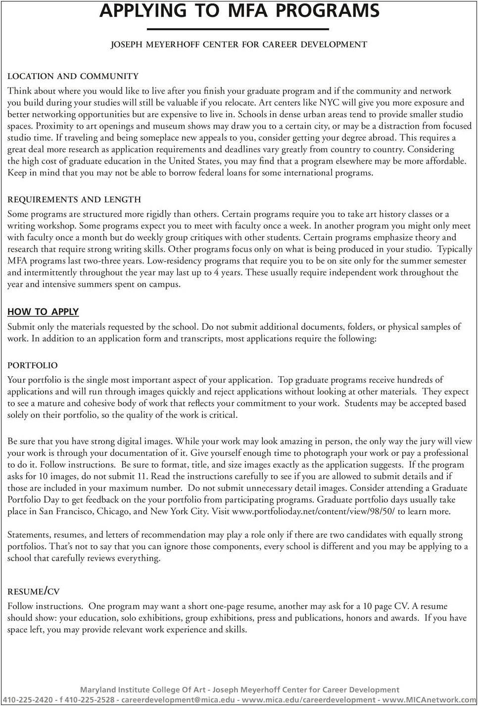 Resume To Get Into An Mfa Program Example