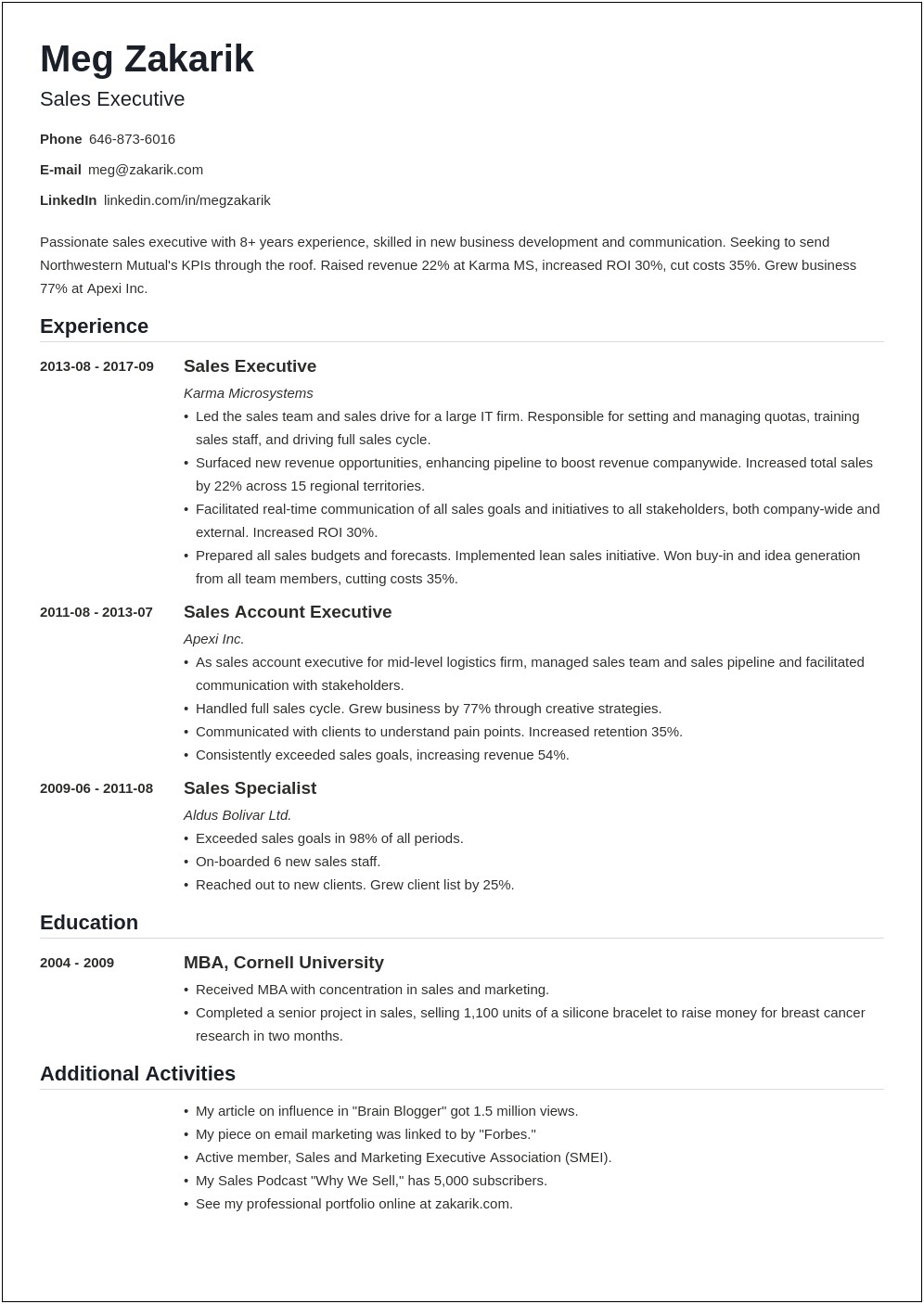 Resume To Work On A Startup