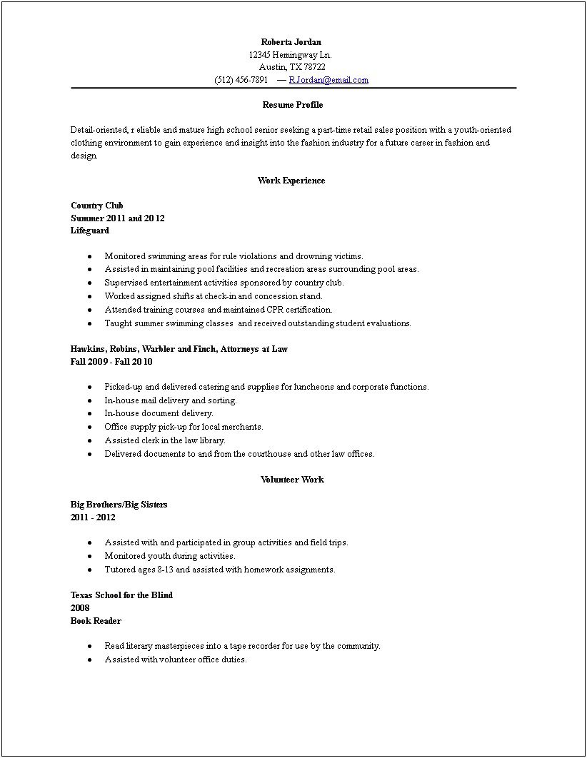 Resume Training For High School Students