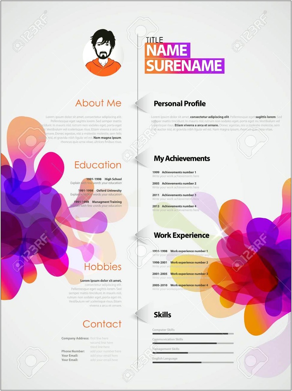 Resume With Colored Bubbles For Skills