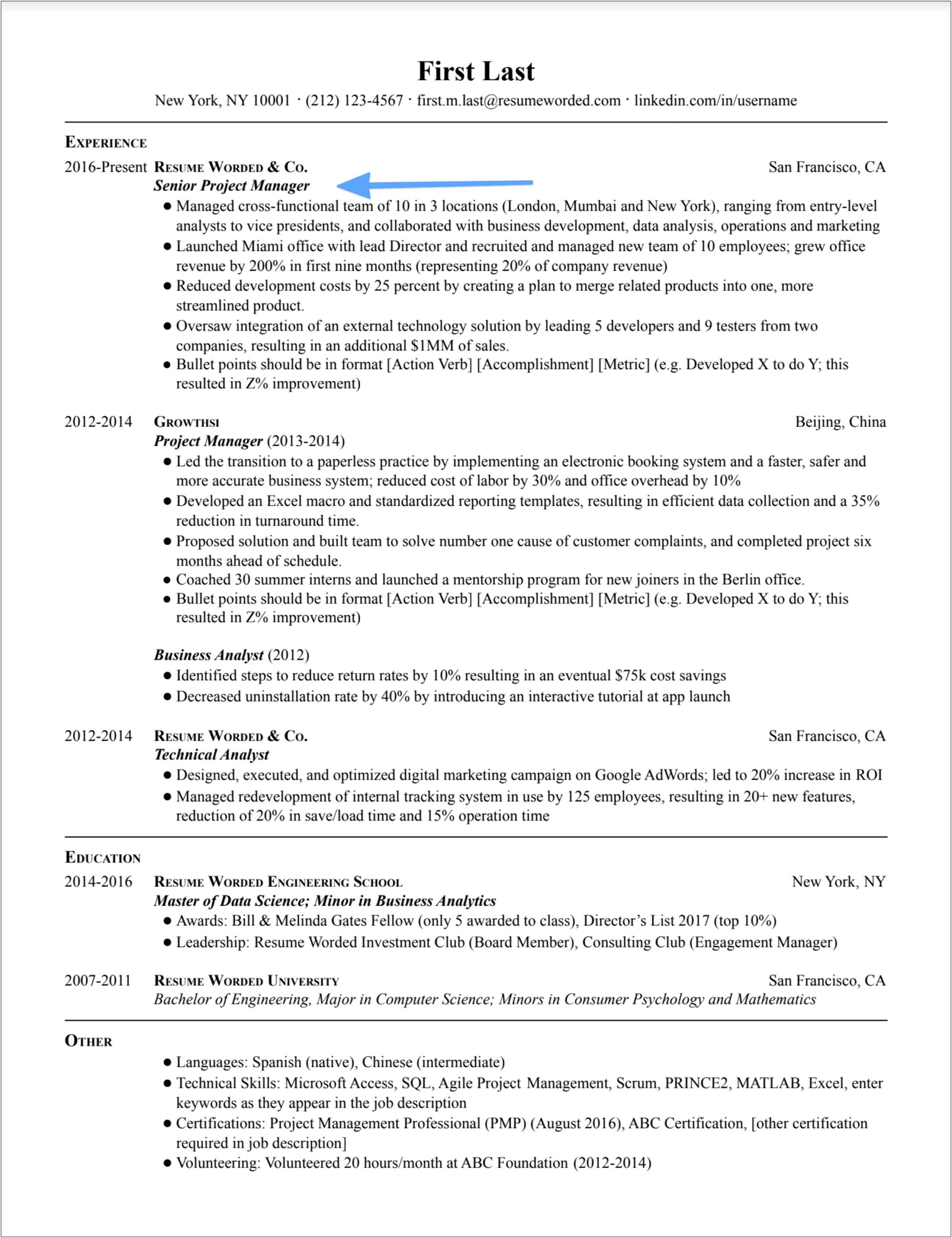 Resume With University Projects And Professional Experience