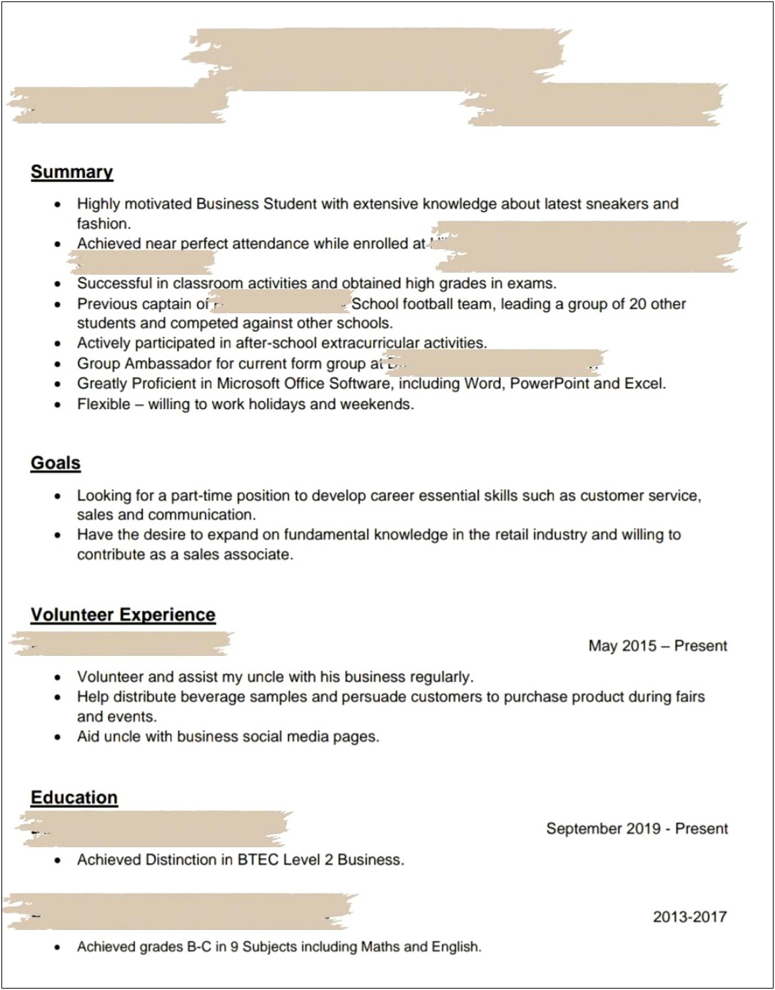 Resume With Volunteer Work And Extracurricular Activities