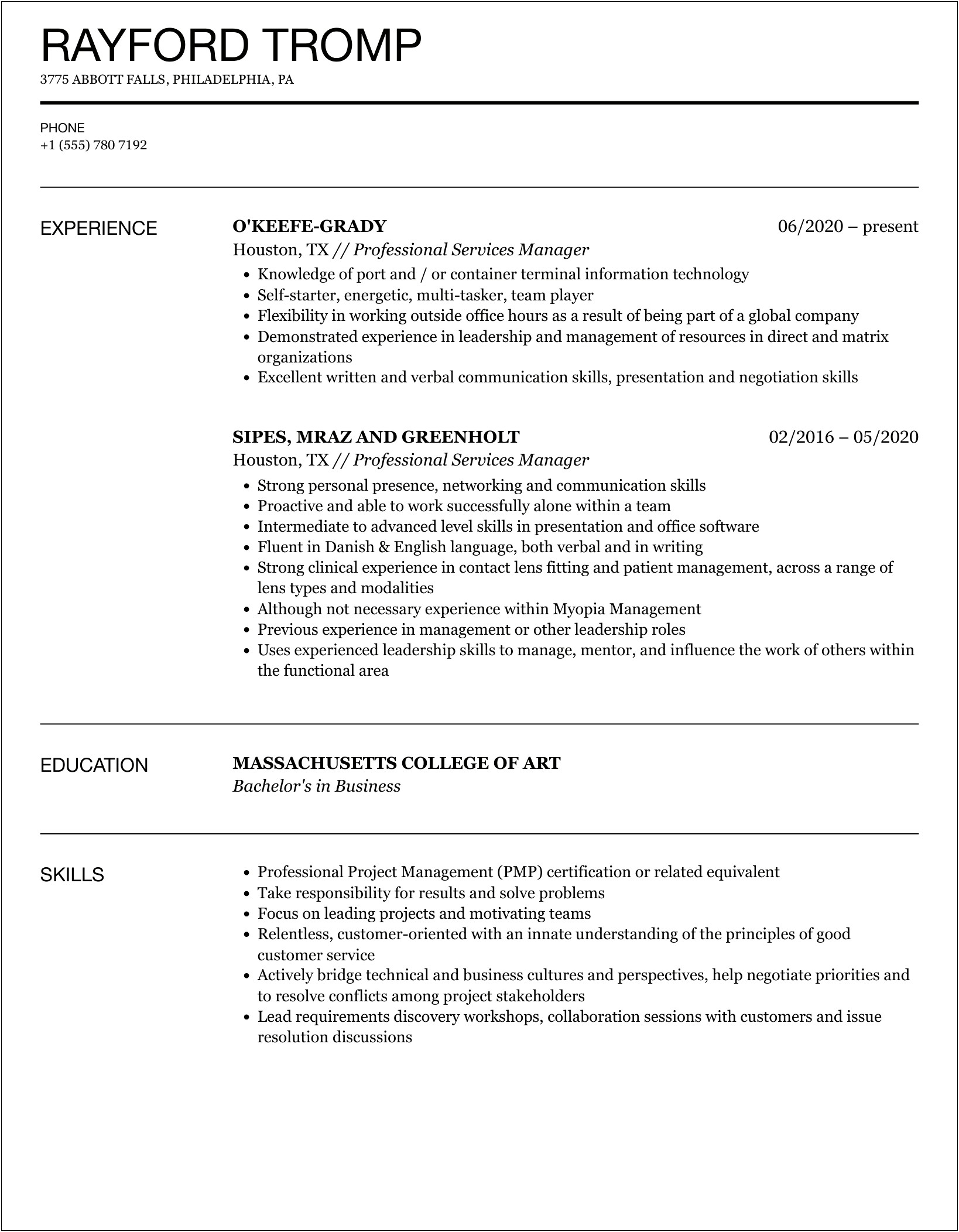 Resume Wording Responsible Manage Direct Lead