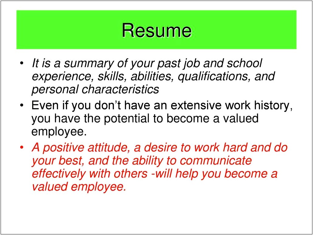Resume Work History While In School