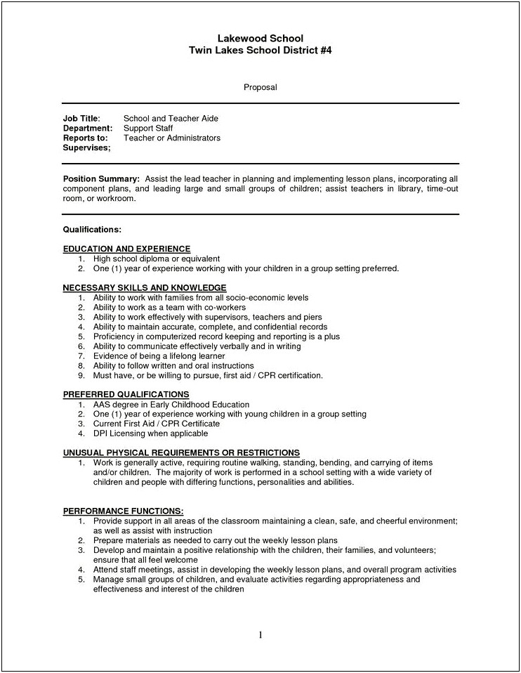 Resume Working With Children With Autism