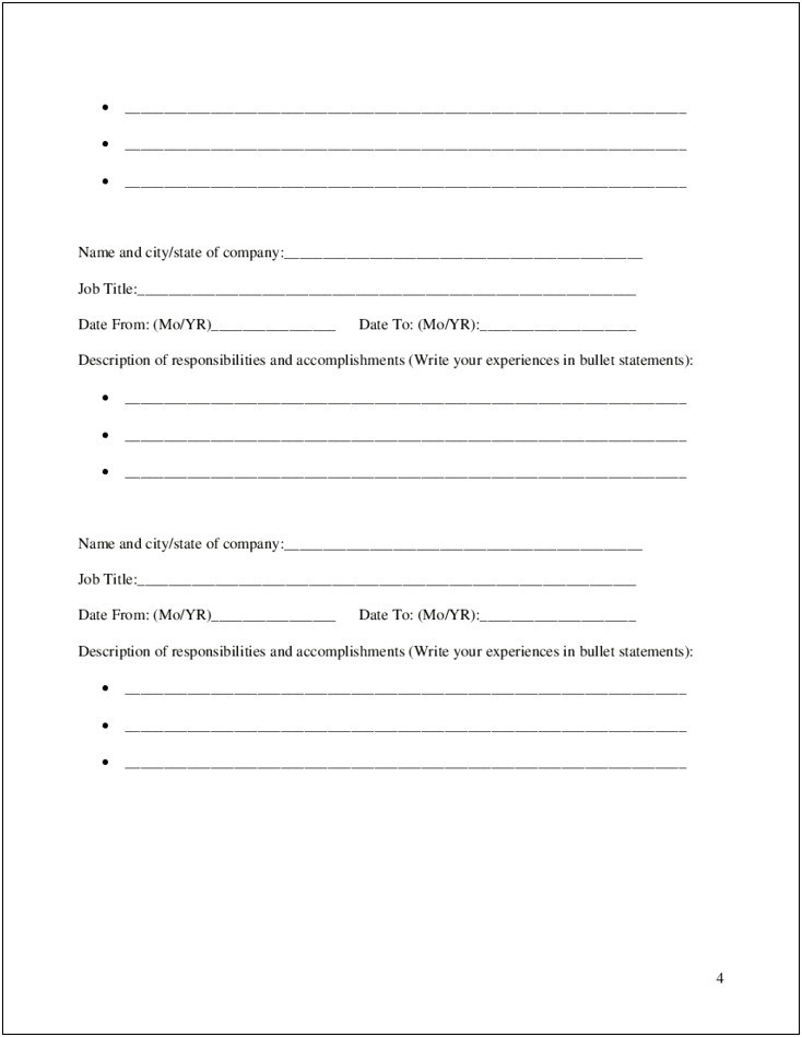 Resume Worksheet For Middle School Students