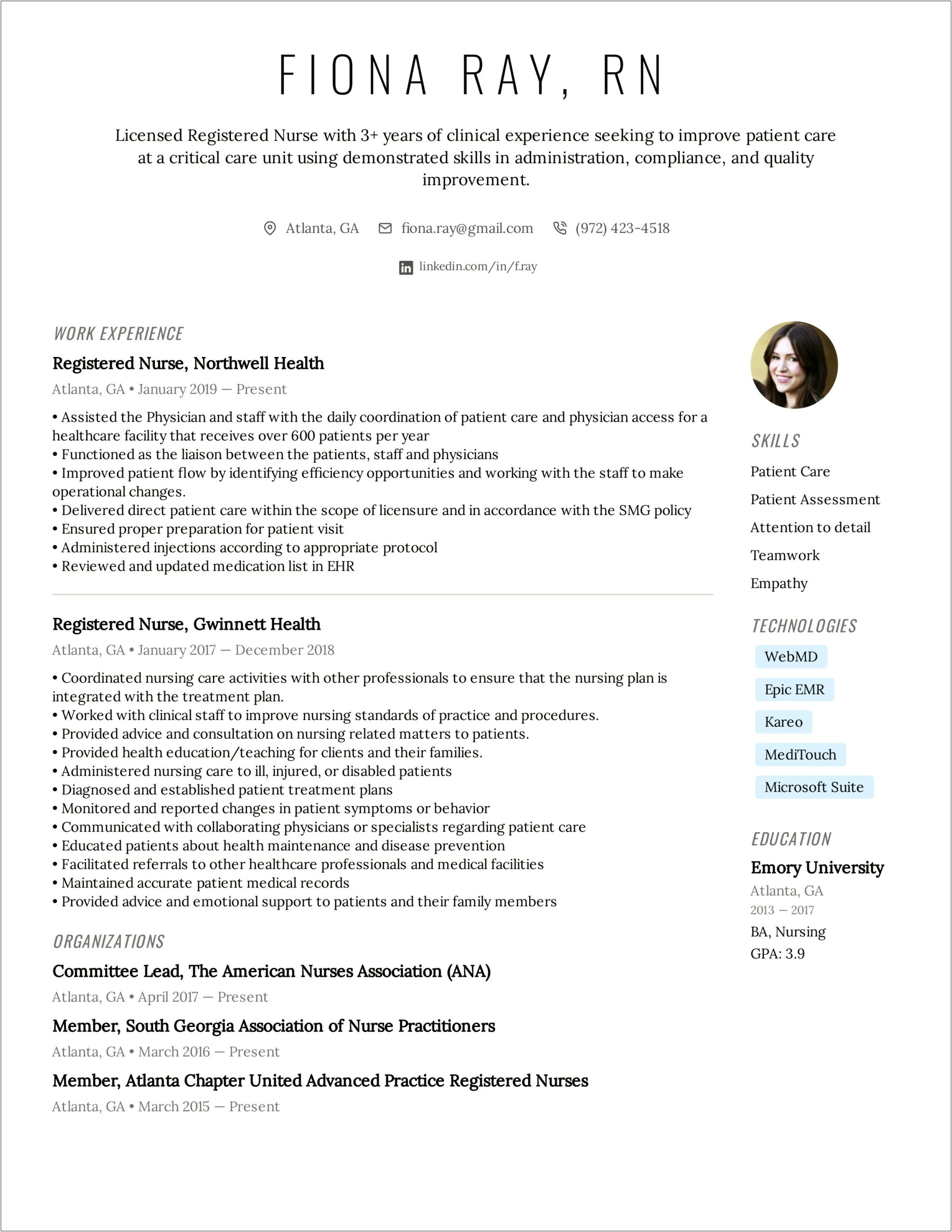 Resume Writing Professional Summary For Nurses