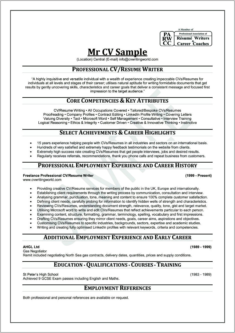 Resume Writing Services Years Of Experience