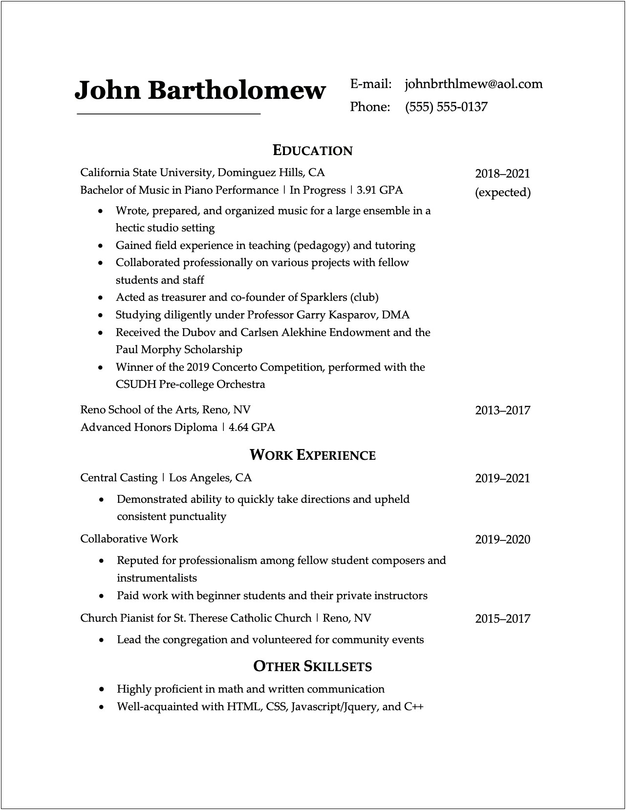 Resumes For Applying For Job Applications