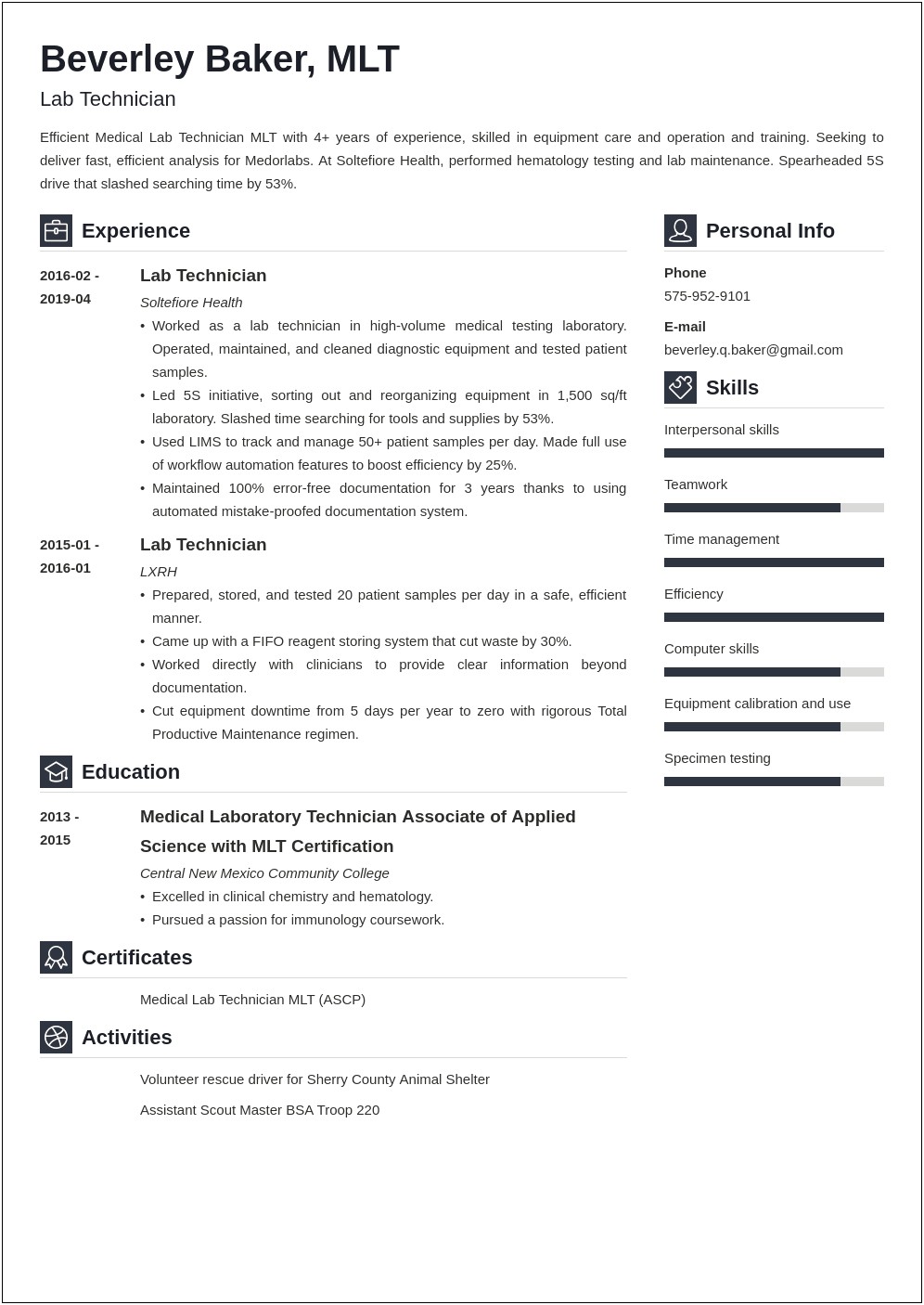 Resumes For Lab Technician Jobs 2019