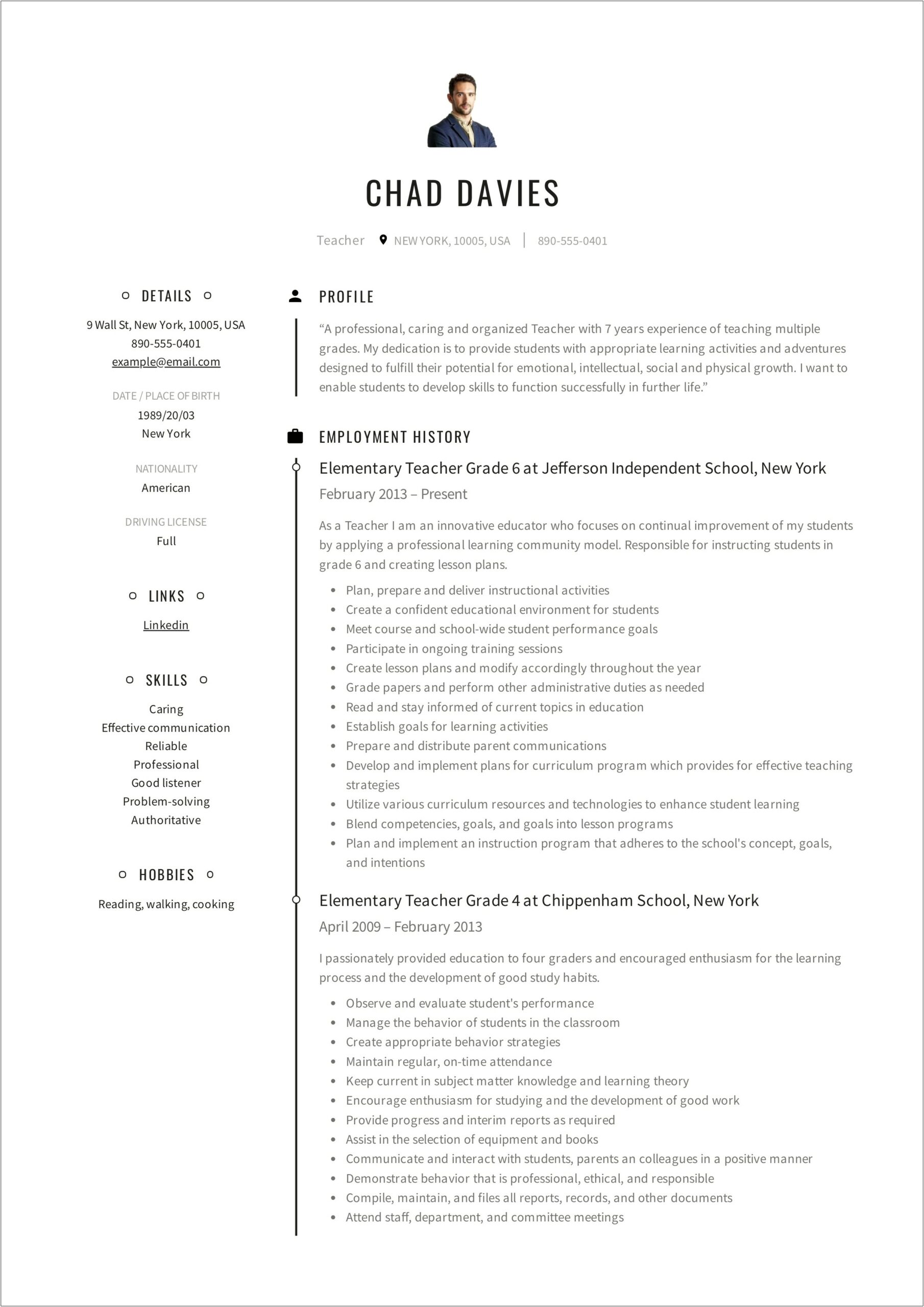 Resumes For Teachers Com Teacher Resume Examples Htm