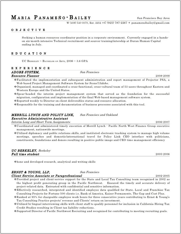 Resumes Objective For Human Resources Representative Position