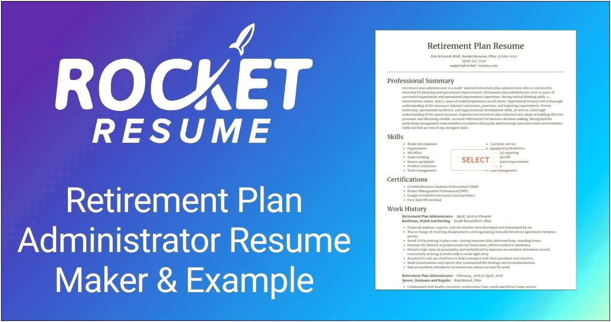 Retirement Plan Third Party Administrator Resume Example