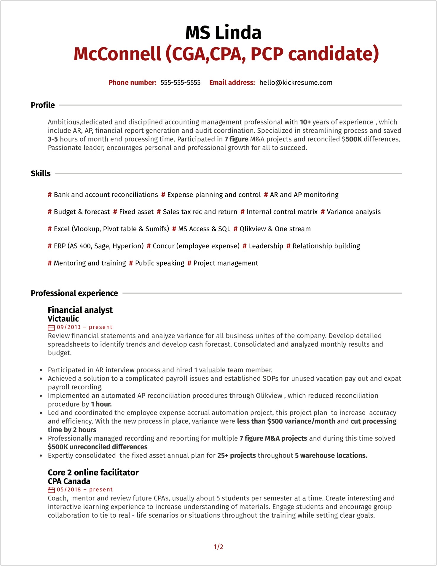 Review Analysis Of Resume Candidate Example