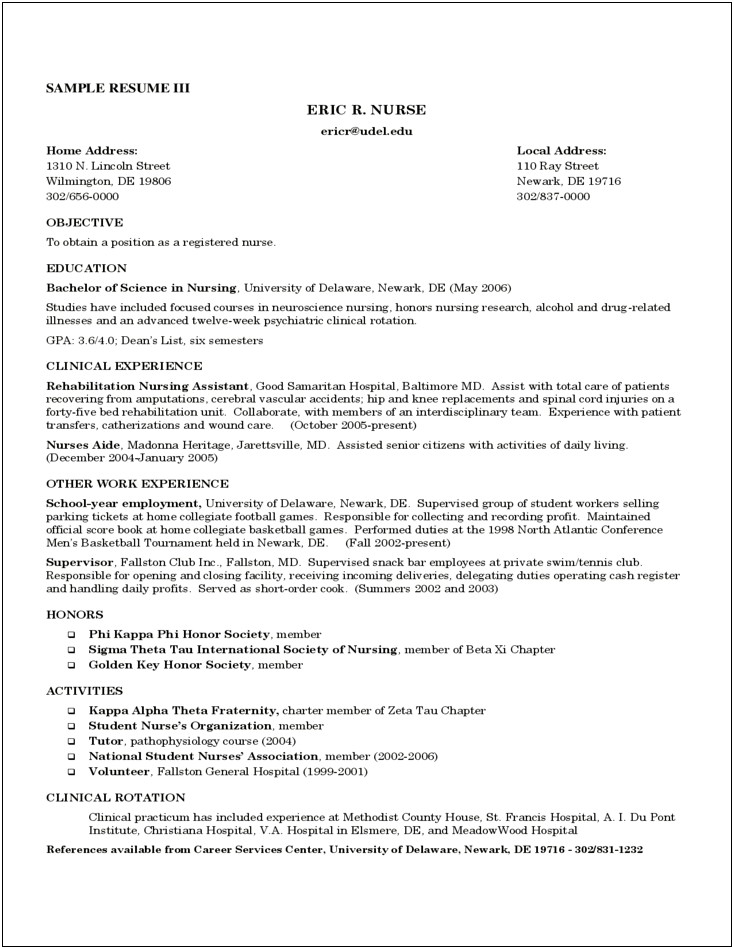 Rn Bsn Clinical Practicum Resume Sample