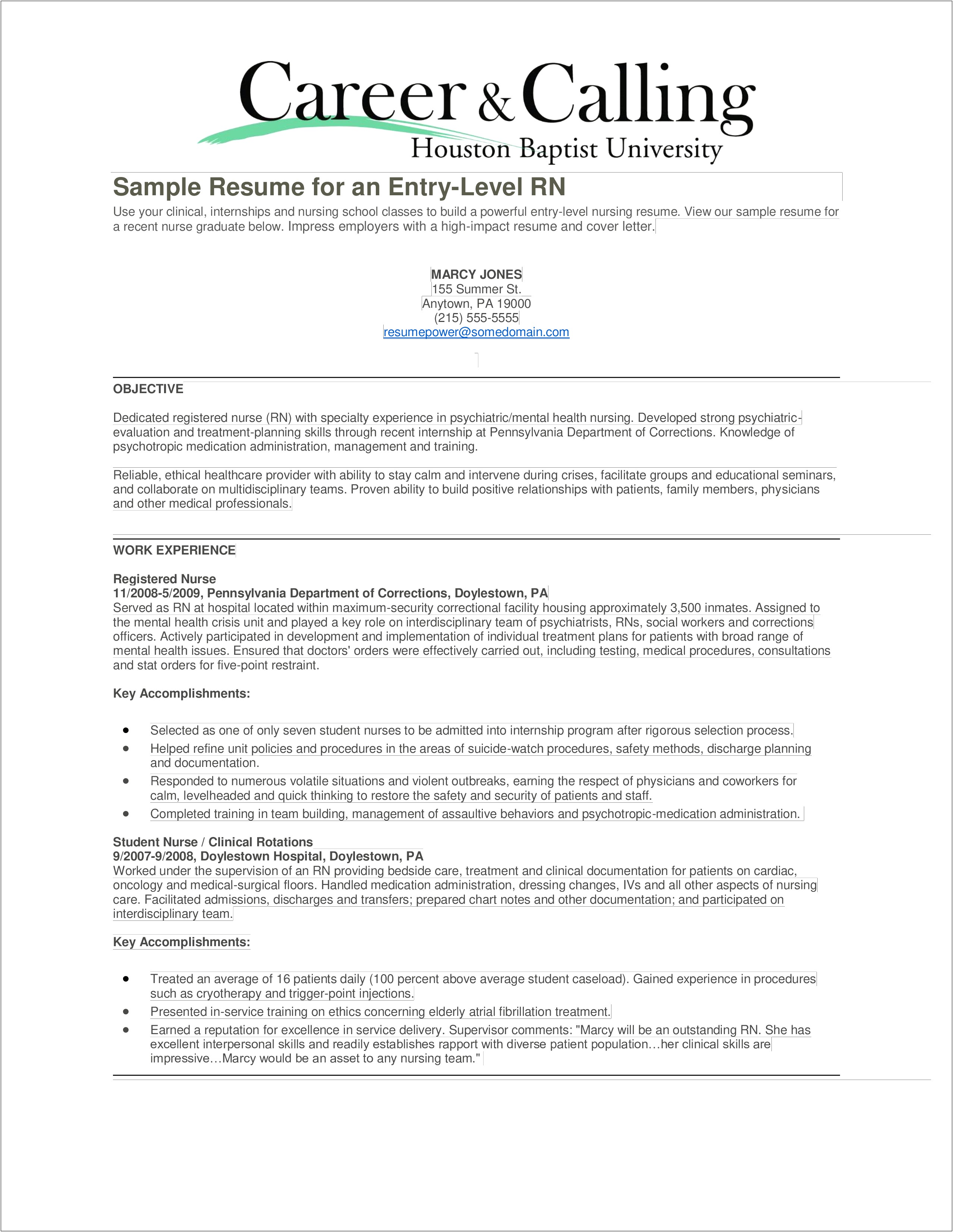 Rn Resume For Graduate School Admission