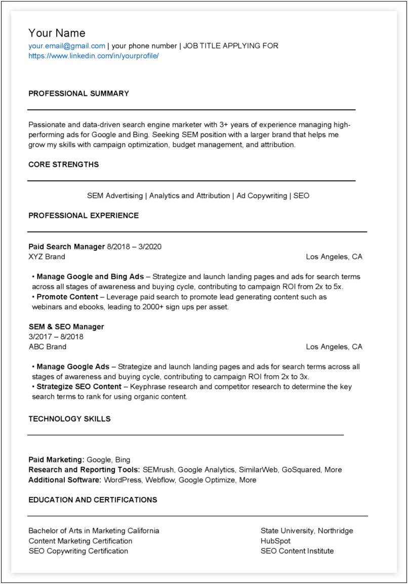 Room For Growth In A Job Resume