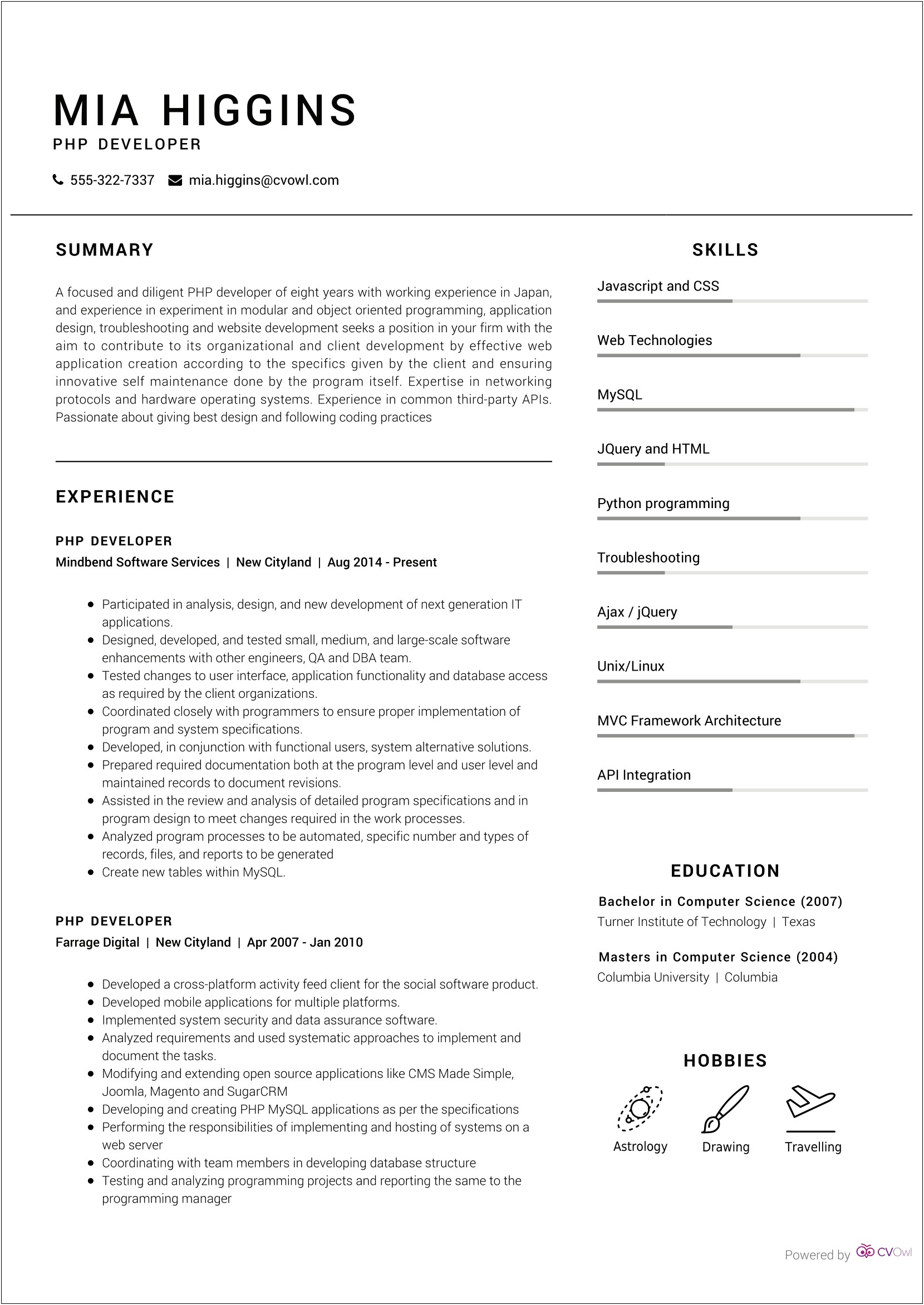 Ruby On Rails 1 Year Experience Resume