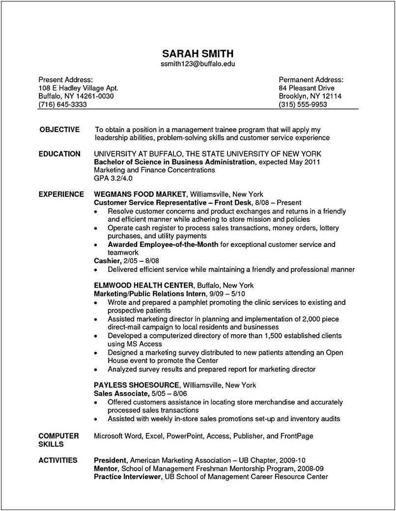 Sales Associate Resume Objective No Experience