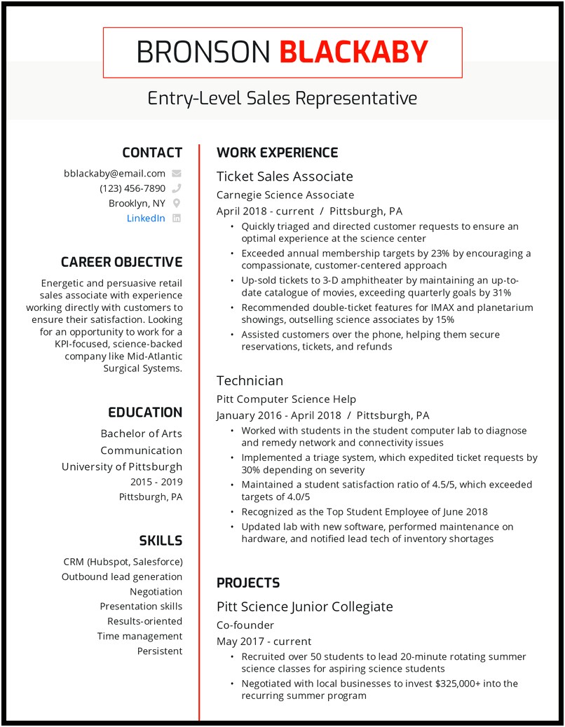 Sales Rep Example Objective For Resume