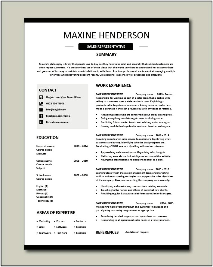 Sales Representative Resume Sample & Template Monster.camonster.ca