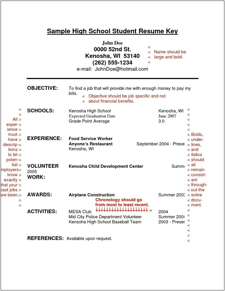 Sample Basic Resume For Current Senior High School