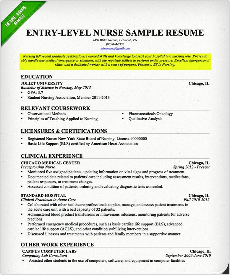 Sample Career Objective For Resume For Nurses