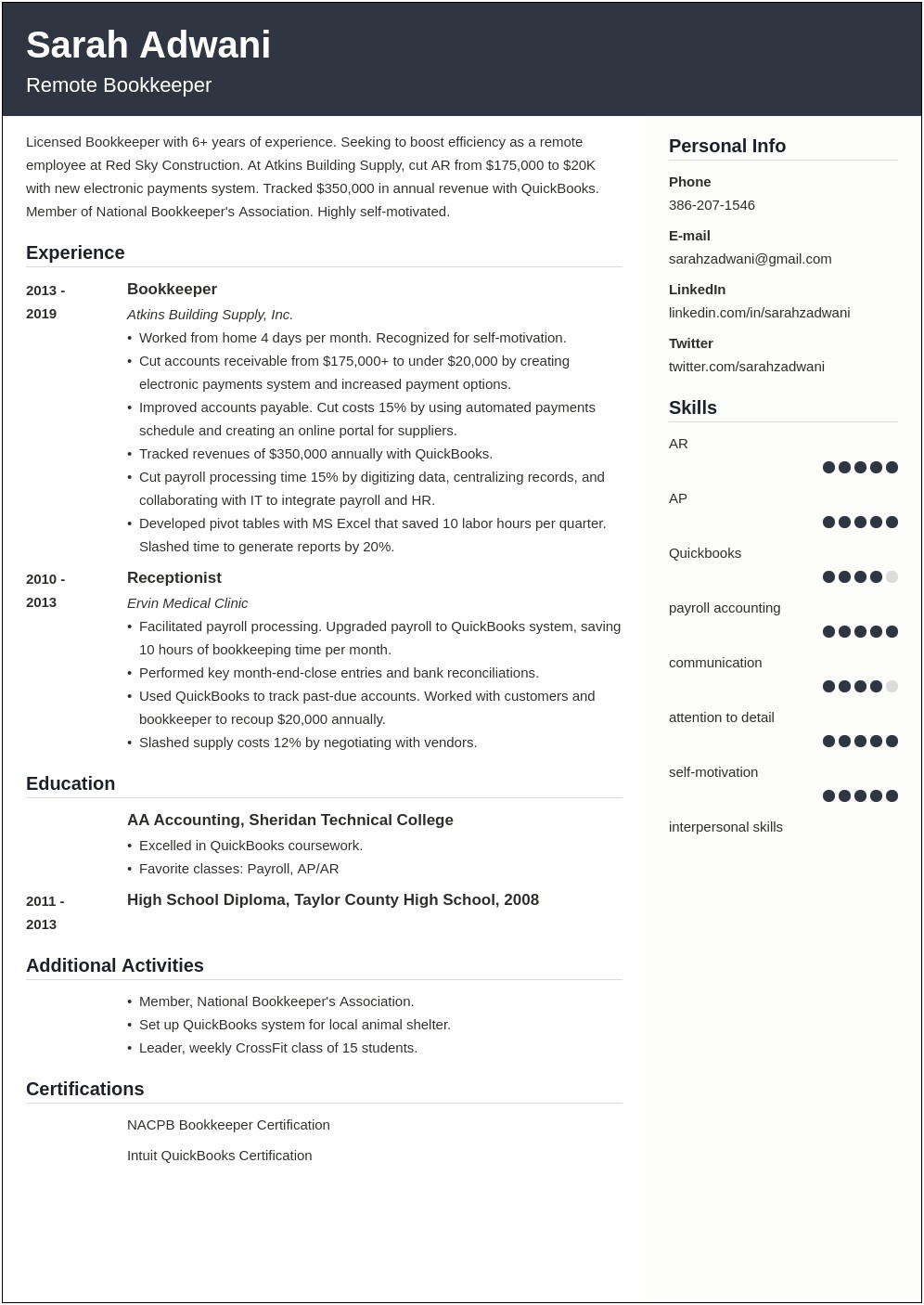 Sample Combination Resume Stay At Home Mom