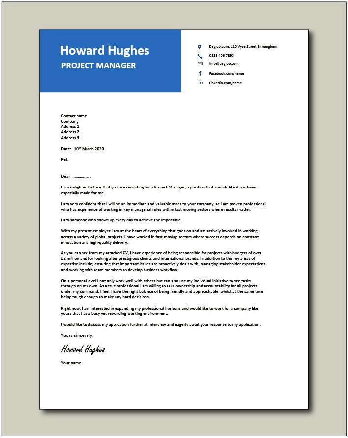 Sample Cover Letter For Resume Construction