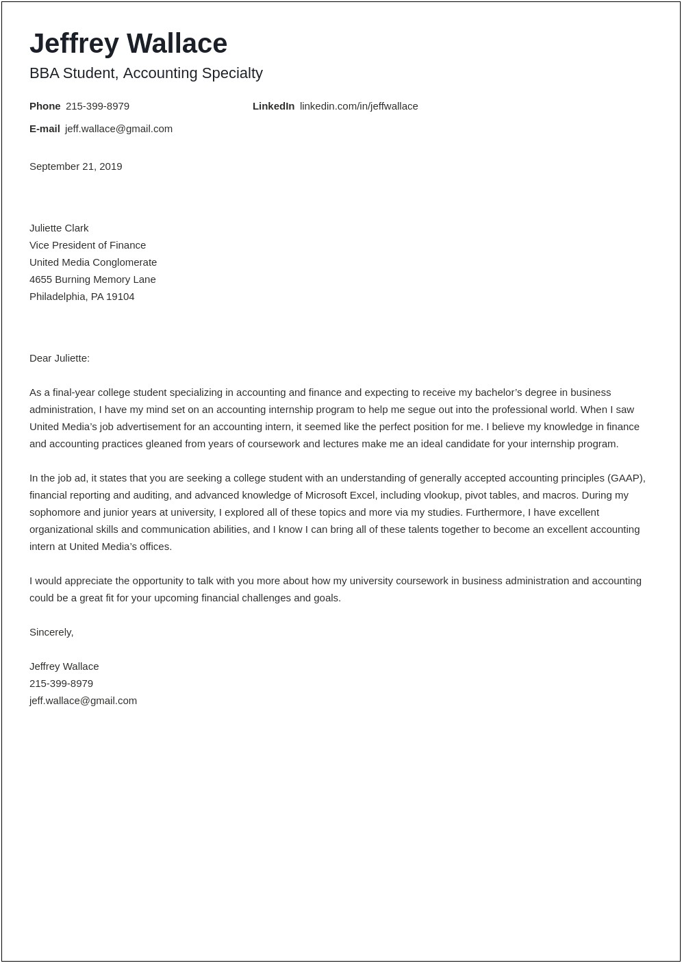 Sample Cover Letter For Resume Finance Manager