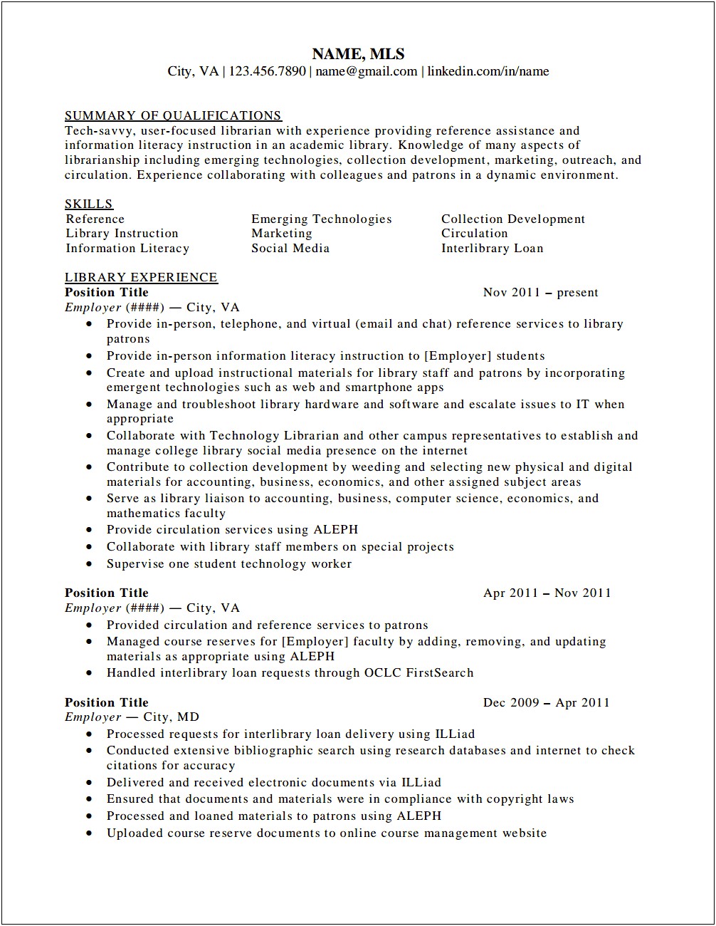 Sample Cover Letter For School Librarian Resume