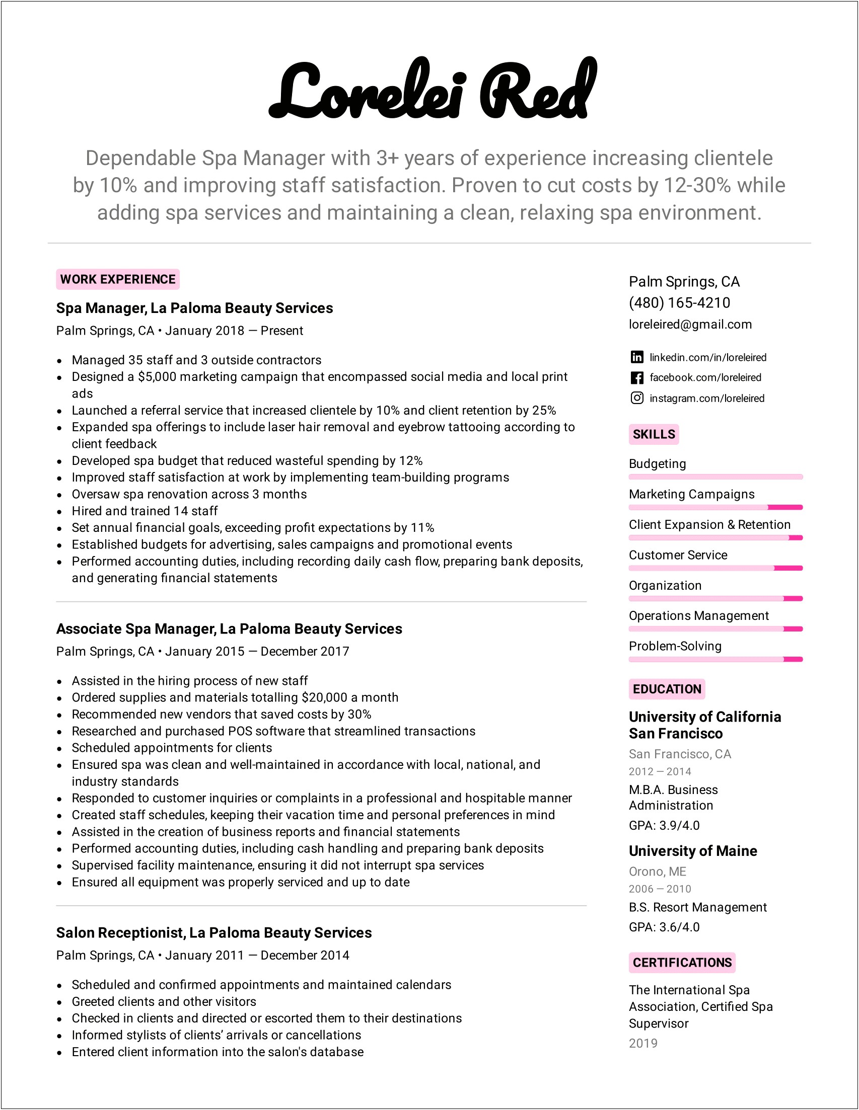 Sample Customer Service Manager Resume I