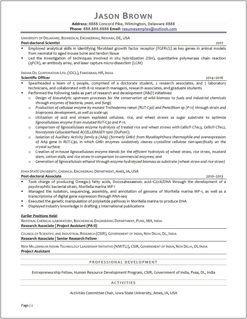 Sample Director Of Research And Development Resume