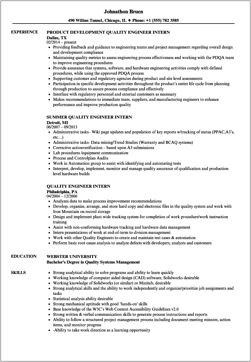 Sample Electrical Engineering Resumes Entry Level