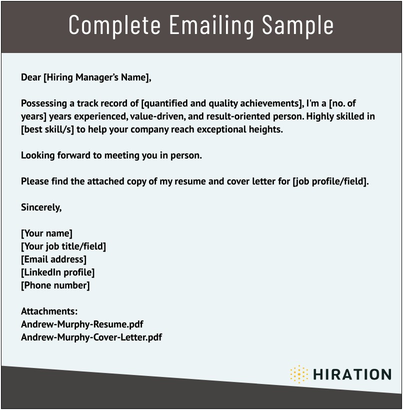Sample Email Format For Sending Resume