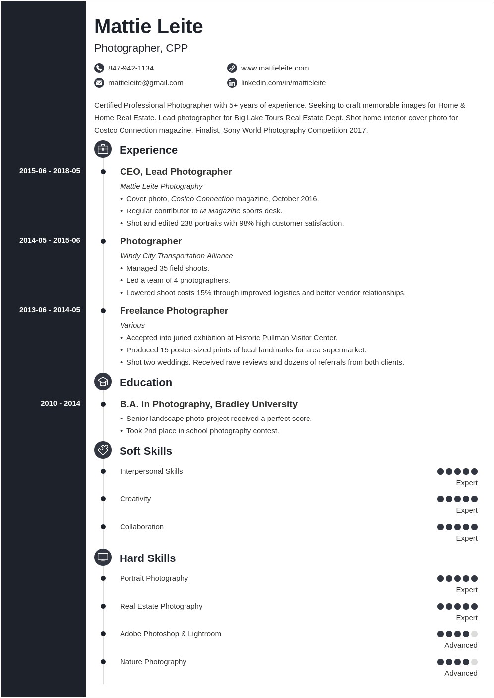 Sample Hr Resume Coming From Photographer