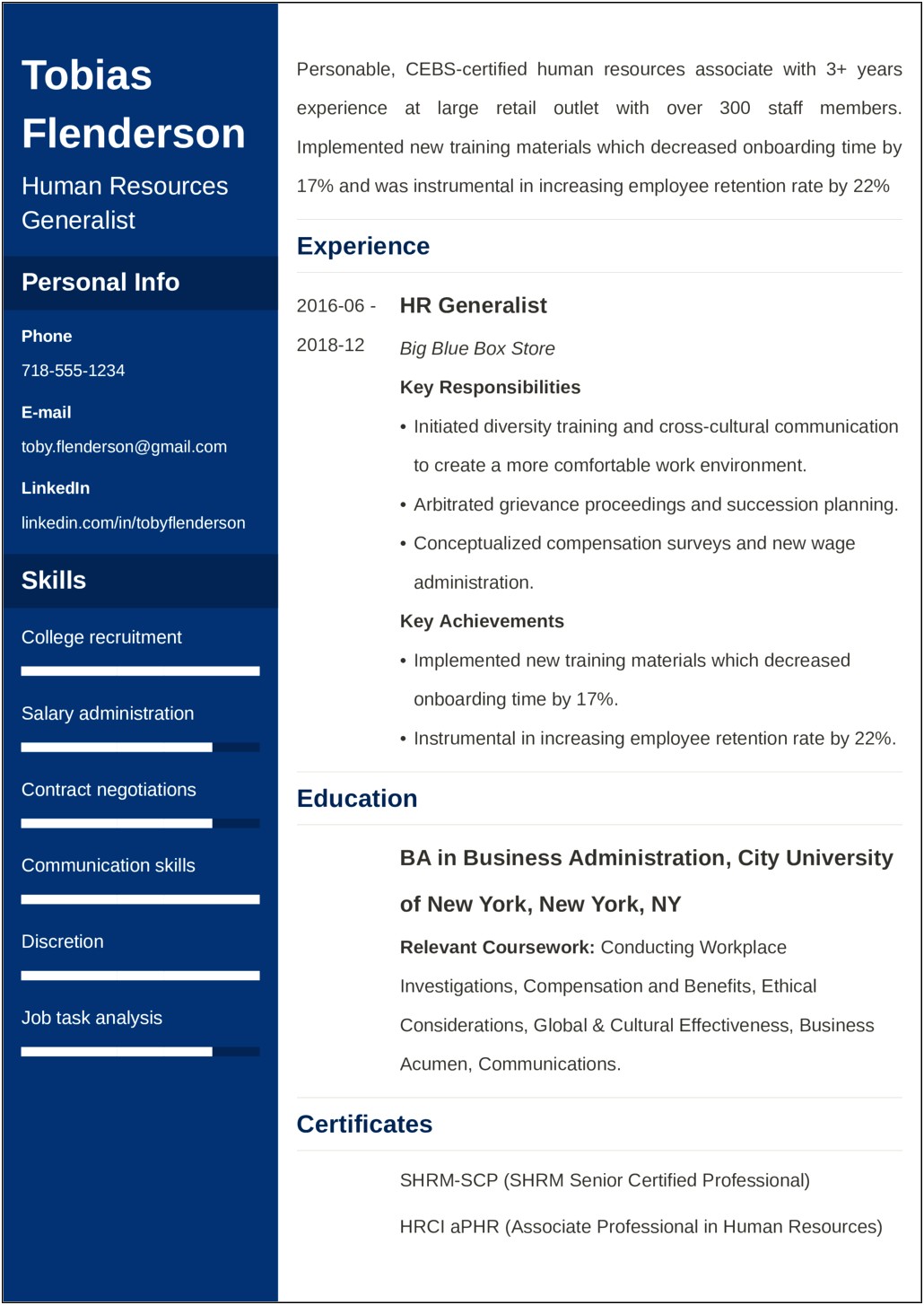 Sample Human Resources Background Checker Resume