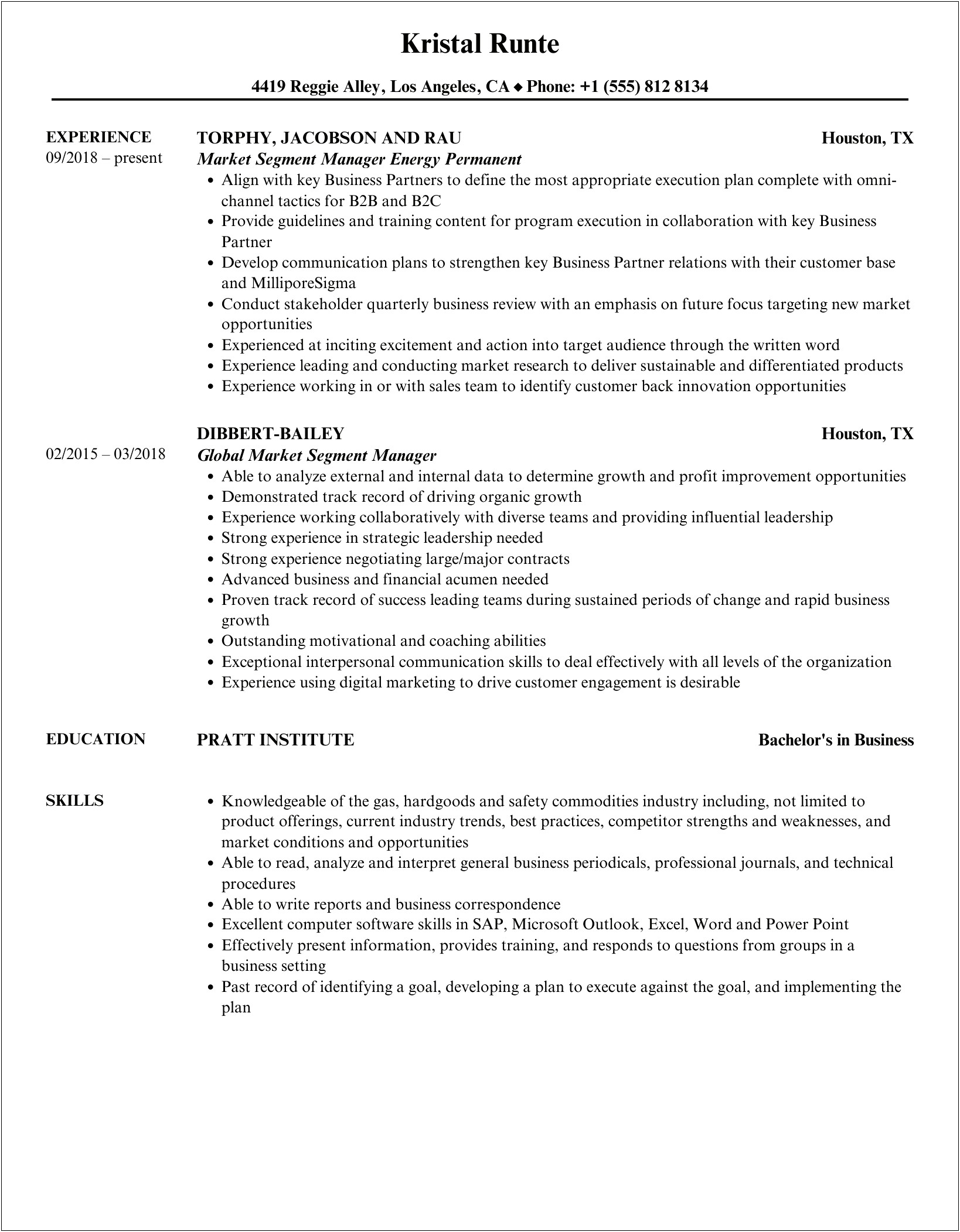 Sample Job Resume Of Customer Segmentation