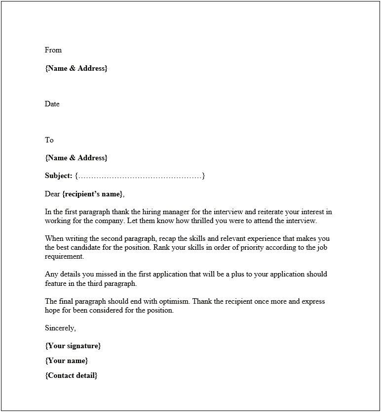 Sample Letter To Follow Up After Sending Resume