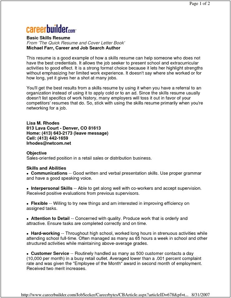 Sample List Of Computer Skills On Resume