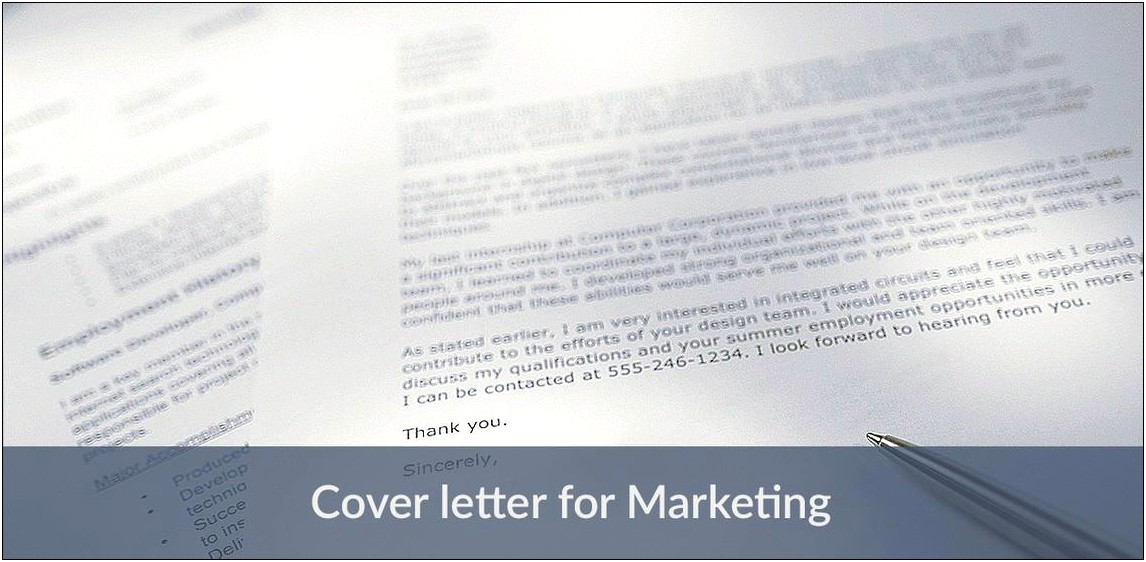 Sample Marketing Cover Letter For Resume