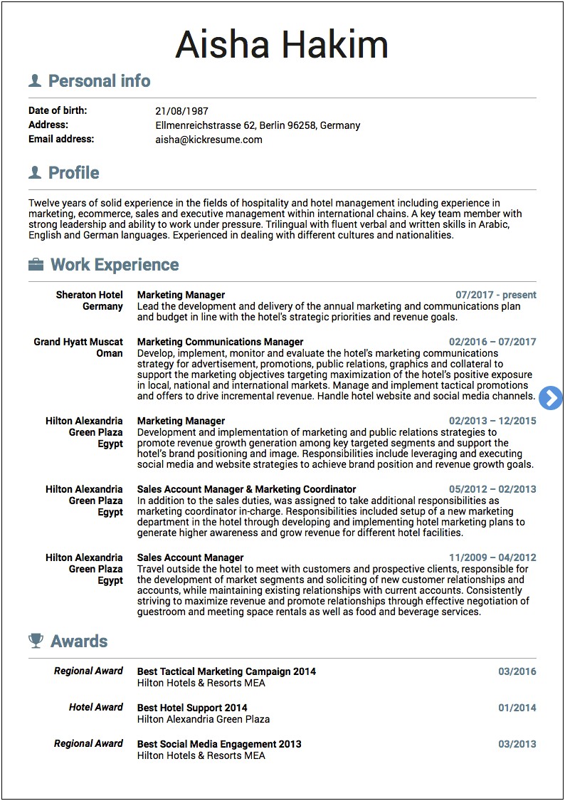 Sample Marketing Resume For A Job