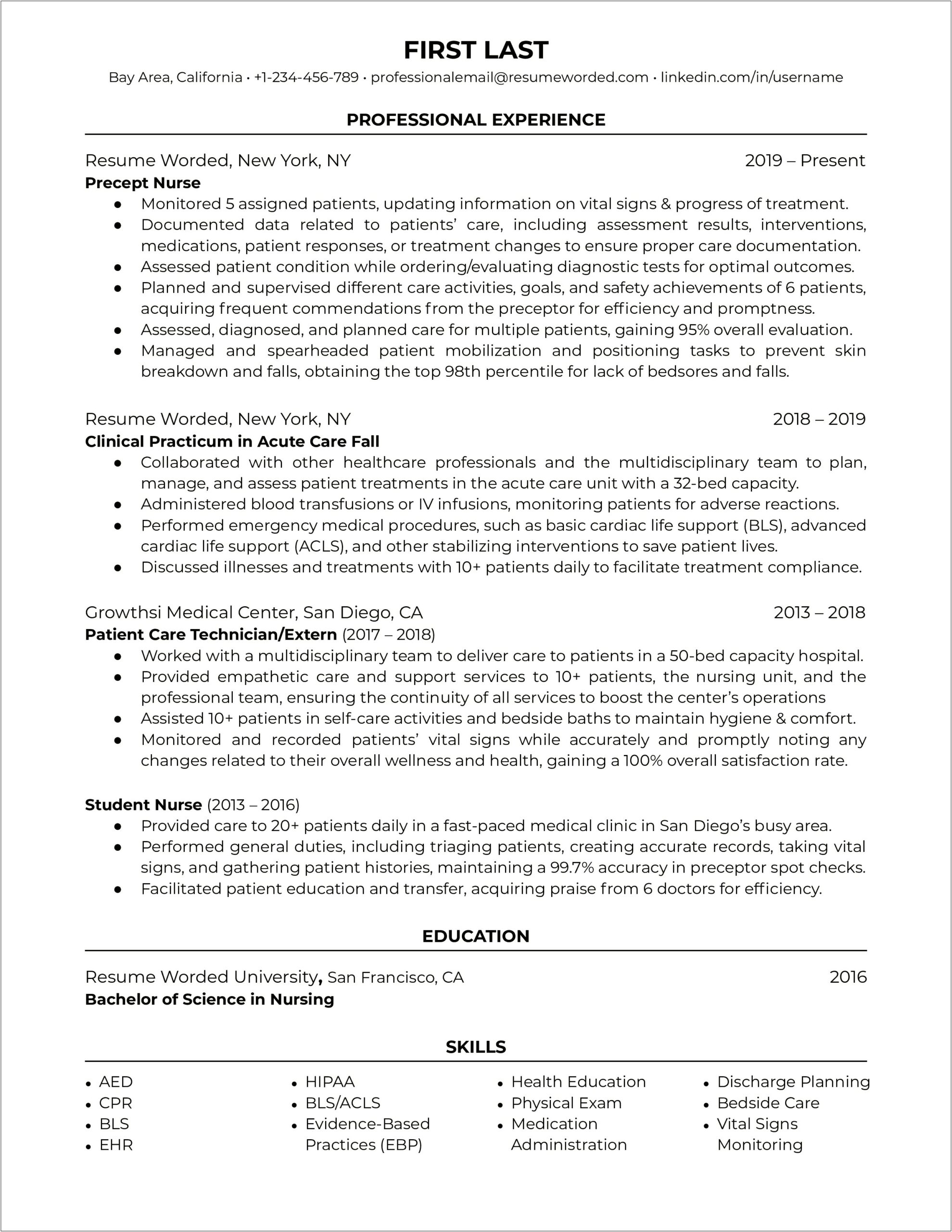 Sample New Grad Psych Np Resume